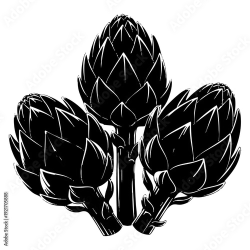 Vintage Woodcut Cucumber Trio - Black and White Vegetable Vector
