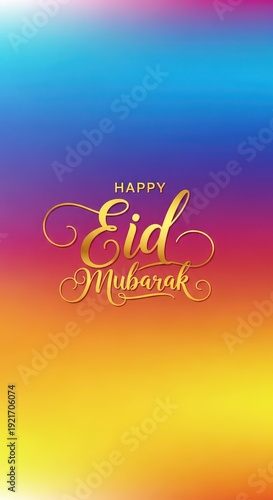 Wallpaper Mural Golden celebratory inscription overlays a vibrant multicolored gradient background Torontodigital.ca