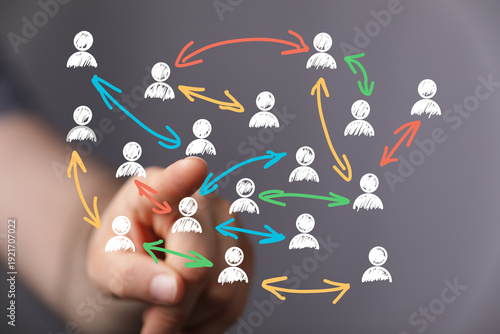 Hand pointing at network di...