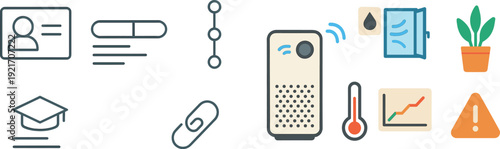 Various icons illustrate key concepts including identification, academic achievement, and linking, all presented in a clean and simple design suitable for educational contexts.