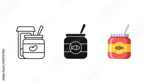 Clean and modern vector icons representing love, music, and fishing hobbies with vibrant colors and simple flat design for web and app use.