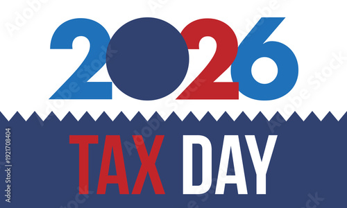 National Tax Day in the United States. Federal tax filing deadline. Day on which individual income tax returns must be submitted to the government. American patriotic poster. Vector illustration