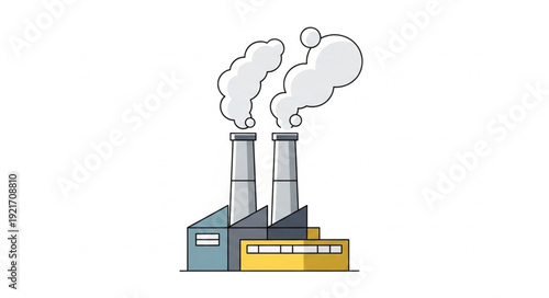 Industrial Factory with Smoking Chimneys.