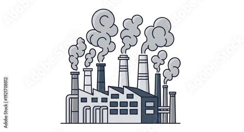 Industrial Factory with Smoking Chimneys.