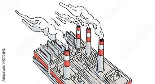 Industrial Factory with Smoking Chimneys.