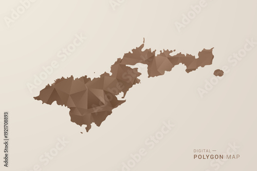American Samoa Map - Polygon Style Vector Illustration in Brown Gradient, Low Poly Geometric Design, Isolated on Beige Background for Infographics and Decoration.