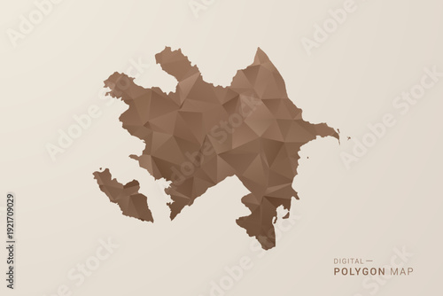Azerbaijan Map - Polygon Style Vector Illustration in Brown Gradient, Low Poly Geometric Design, Isolated on Beige Background for Infographics and Decoration.