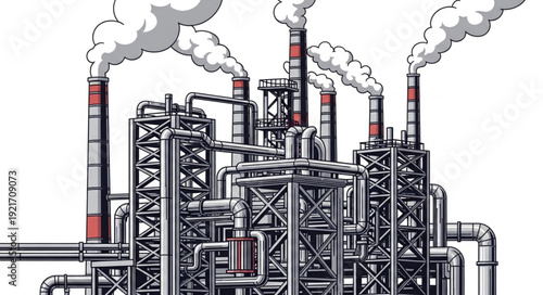 Industrial Factory with Smoking Chimneys.