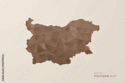 Bulgaria Map - Polygon Style Vector Illustration in Brown Gradient, Low Poly Geometric Design, Isolated on Beige Background for Infographics and Decoration.