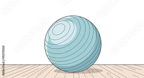 Blue Exercise Ball on Wooden Floor.