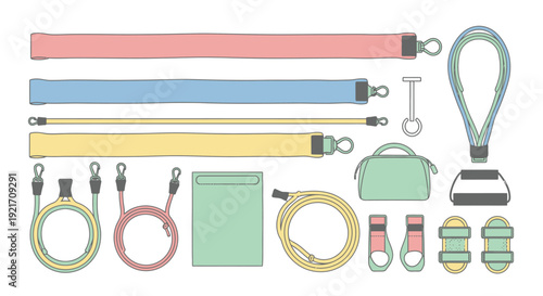 Assorted Fitness Accessories and Equipment Display.