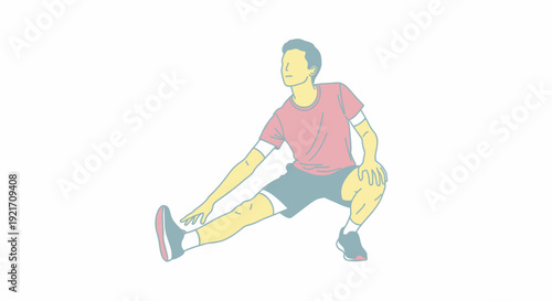Man Stretching Legs and Arms Outward.
