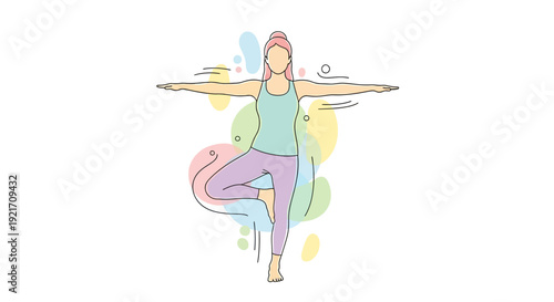 Woman Practicing Yoga in Tree Pose.