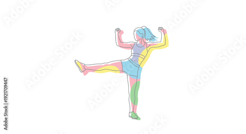 Woman Dancing in Colorful Outfit Illustration.
