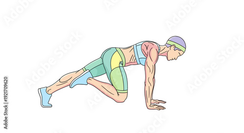 Woman Doing Push Up Exercise Illustration.