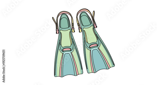 Pair of Green Fins for Snorkeling.