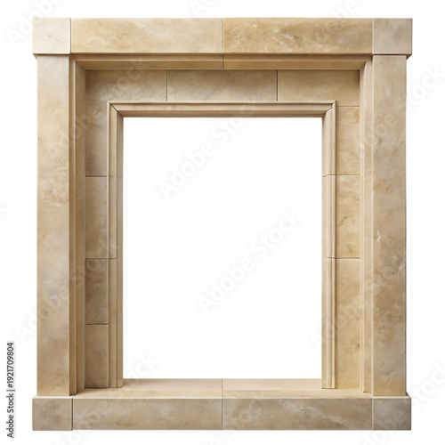 Limestone entryway frame with soft, muted tones, Isolated On White Background.png