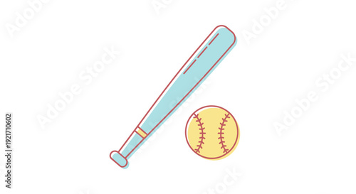 Baseball Bat and Ball Illustration.