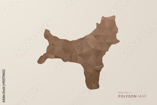 Christmas Island Map - Polygon Style Vector Illustration in Brown Gradient, Low Poly Geometric Design, Isolated on Beige Background for Infographics and Decoration.
