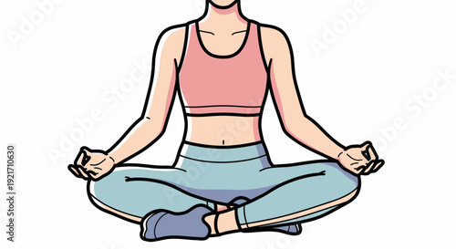 Woman Meditating in Lotus Position.