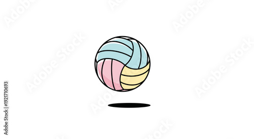 Colorful Volleyball with Pastel Panels and Shadow.