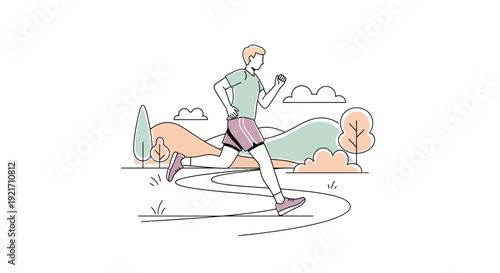 Man Running with Water Bottle Outdoors.