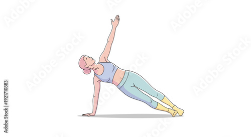 Woman Doing Side Plank Yoga Pose.