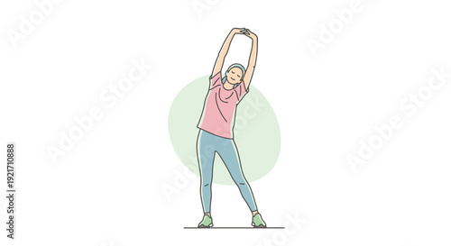 Woman Stretching Arms Above Head Illustration.