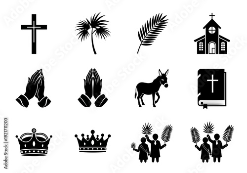 Christianity and easter religious icons set