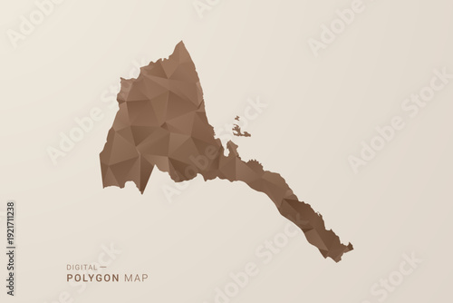 Eritrea Map - Polygon Style Vector Illustration in Brown Gradient, Low Poly Geometric Design, Isolated on Beige Background for Infographics and Decoration.