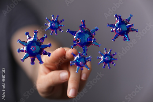3D render of virus particle...