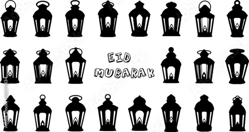 Ramadan lanterns silhouette illustration