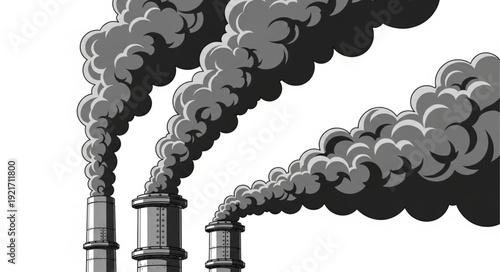 Industrial Pipes Emitting Smoke Pollution.