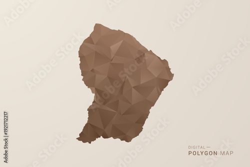 French Guiana Map - Polygon Style Vector Illustration in Brown Gradient, Low Poly Geometric Design, Isolated on Beige Background for Infographics and Decoration.