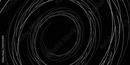 et of black thick halftone dotted speed lines. Speed lines in circle form. Geometric art. Design element for frame, logo, tattoo, web pages, prints, posters, template, abstract vector background.