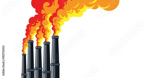 Industrial Pollution from Factory Chimneys.