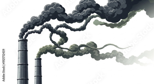 Industrial Pollution from Factory Chimneys.