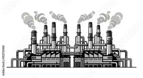 Industrial Factory with Smoking Chimneys.