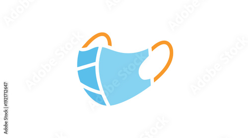 Protective Face Mask Blue Flat Icon Public Health Theatre Safety Minimalist Vector Graphic Covid-19 Prevention Symbol