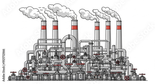 Industrial Factory with Smoking Chimneys.