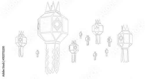 Collection of Thai Lanterns, Paper Lanterns, Traditional Asian Decoration