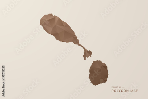 Saint Kitts and Nevis Map - Polygon Style Vector Illustration in Brown Gradient, Low Poly Geometric Design, Isolated on Beige Background for Infographics and Decoration.