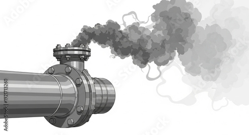 Industrial Pipe Emitting Smoke Pollution.