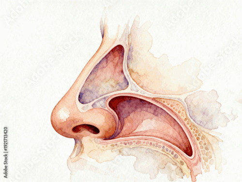 The Gift of Smell nose isolated watercolor vector illustration svg