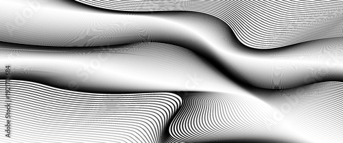 Set of vector abstract waving lines. Twisted curve line with blend effect. Smooth stripe for technology, digital, science