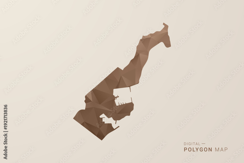 Naklejka premium Monaco Map - Polygon Style Vector Illustration in Brown Gradient, Low Poly Geometric Design, Isolated on Beige Background for Infographics and Decoration.
