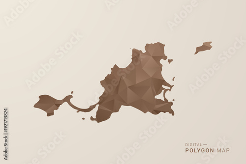 Saint Martin Map - Polygon Style Vector Illustration in Brown Gradient, Low Poly Geometric Design, Isolated on Beige Background for Infographics and Decoration.