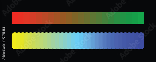 Color Spectrum Gradients: A set of vivid, seamless color gradients, spanning from red to green and yellow to blue, set against a dark backdrop, perfect for design and artistic projects.