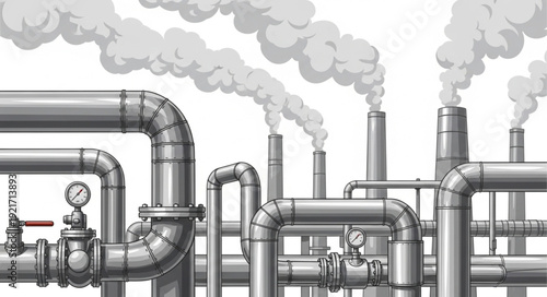 Industrial Pipes and Valves System.