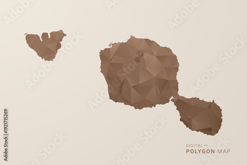 French Polynesia Map - Polygon Style Vector Illustration in Brown Gradient, Low Poly Geometric Design, Isolated on Beige Background for Infographics and Decoration.